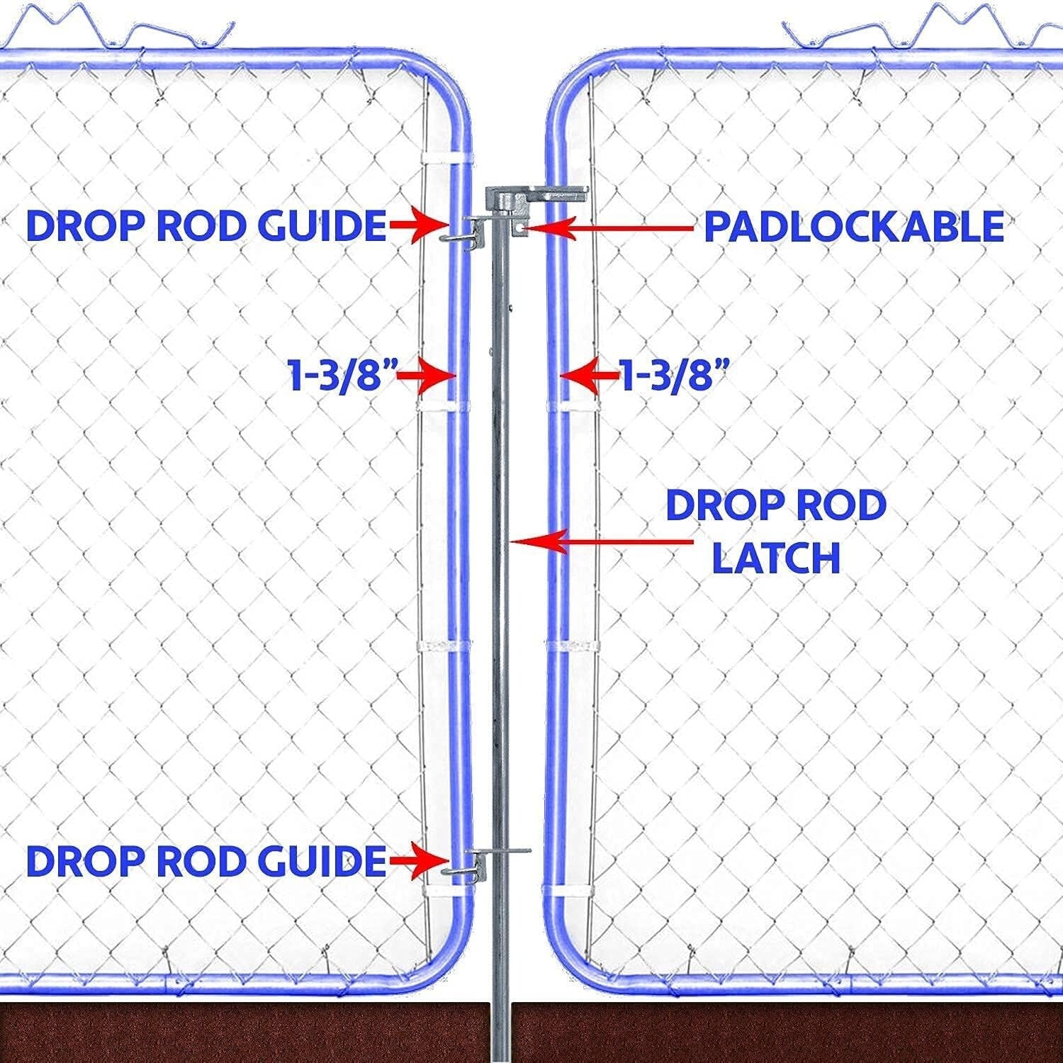 36" Drop Pin Latch for Chain Link Double Gates - Easy Installation