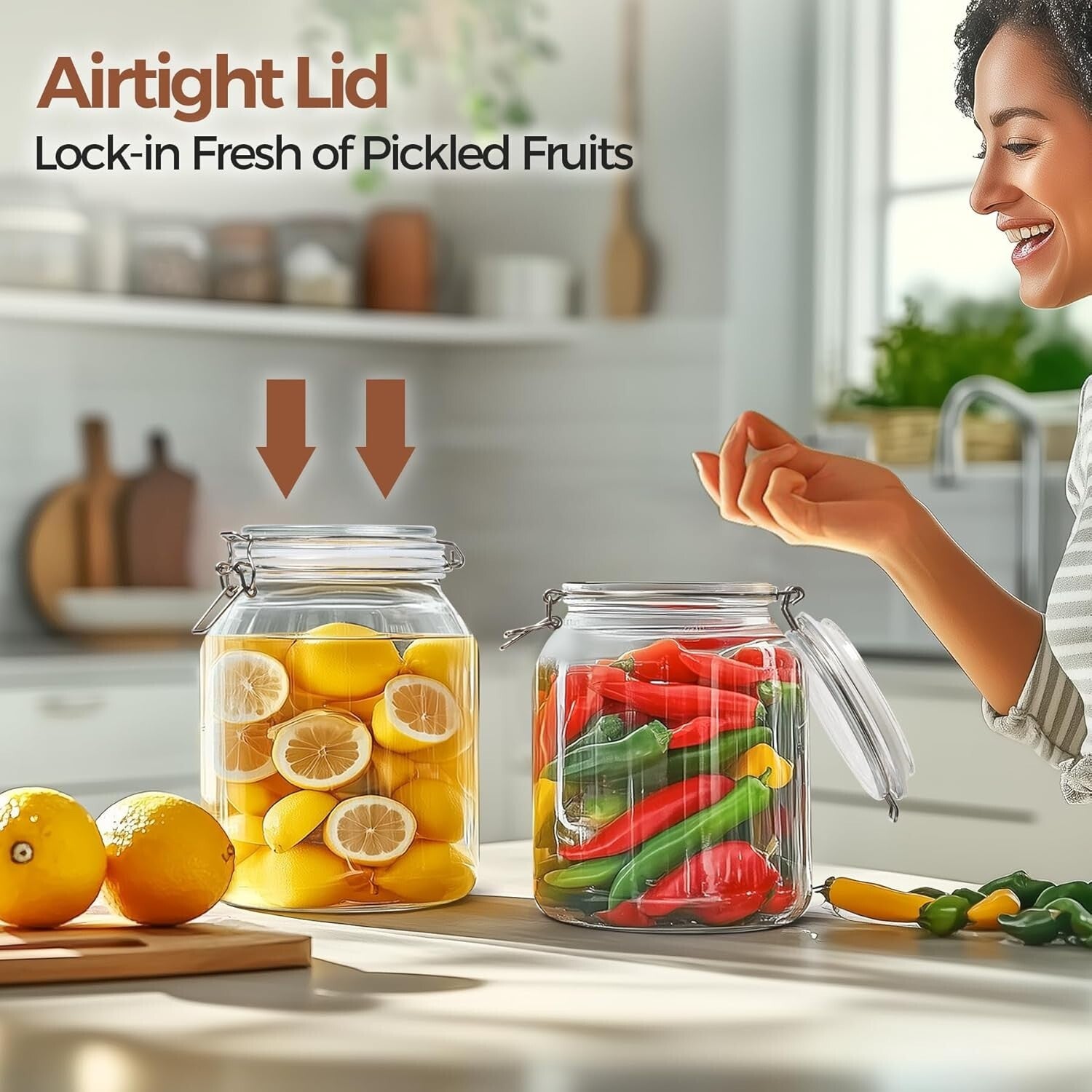 Versatile 86 oz Glass Storage Jars with Airtight Lid - Ideal for Kitchen Use