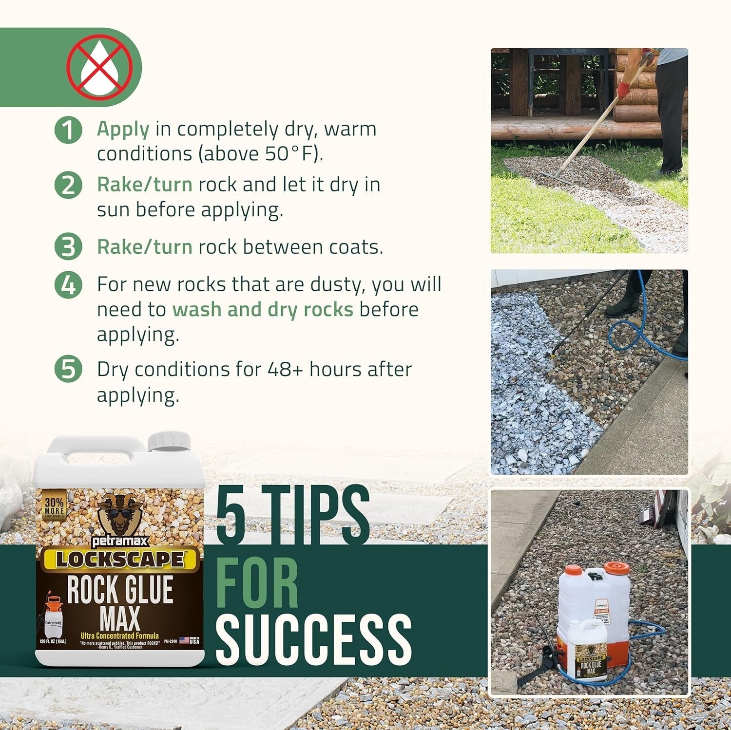 Eco-Friendly Rock Glue, 1 Gallon - Reliable Adhesive for Gravel, Pebbles & Mulch