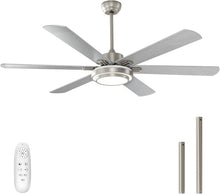 Load image into Gallery viewer, Elegant Ceiling Fan with Lights - 62 Inch, Timer, Remote, Brushed Nickel Finish