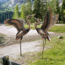 Load image into Gallery viewer, Freestanding Metal Crane Statues - Realistic Garden Art for Outdoor Elegance