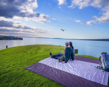 Load image into Gallery viewer, Oversized Waterproof Beach Mat with 6 Stakes and Corner Pockets for Stability