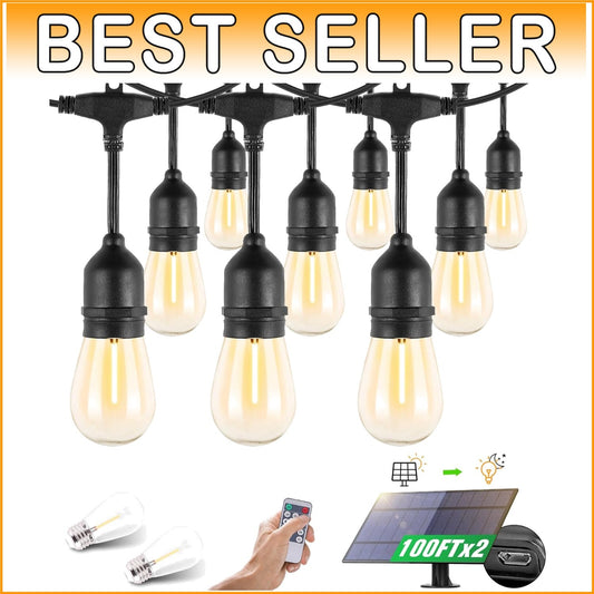 200FT Solar String Lights - Waterproof Patio Lights with 30 Shatterproof Sockets