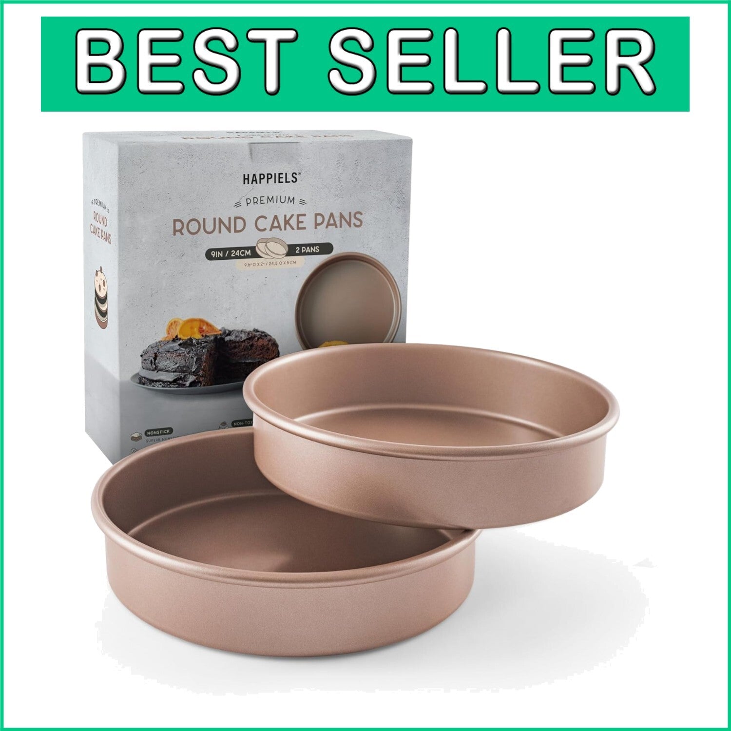 Elegant 9-Inch Round Nonstick Cake Pans - Perfect for Weddings & Housewarmings