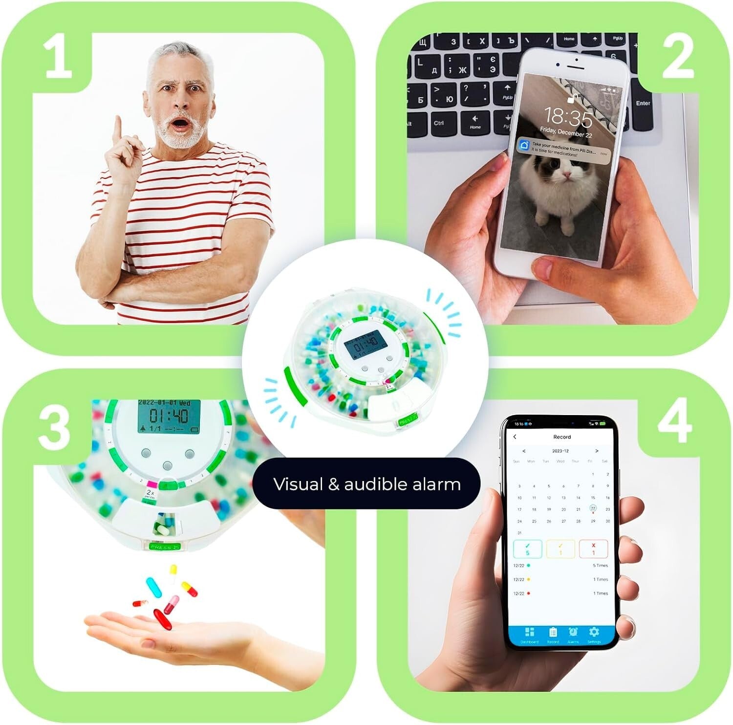 Automatic 28-Day Pill Dispenser with Lock & WiFi Monitoring - TimelyMed Solution