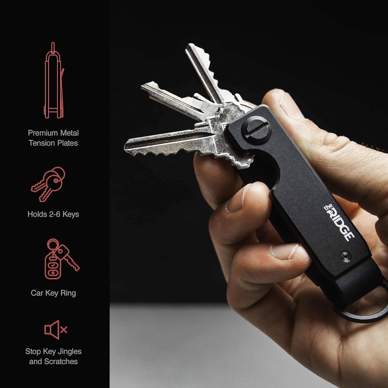 Sleek Aluminum Key Organizer - Lightweight Design for 2-6 Keys with Pocket Clip