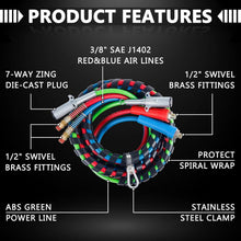 Load image into Gallery viewer, Premium Semi Truck Air Lines: 12 FT ABS Power Hoses with Stainless Steel Clamps