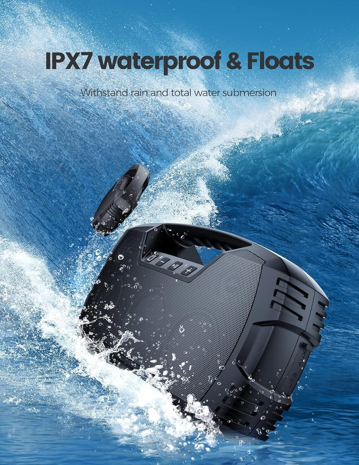 Bluetooth 5.0 Waterproof Speaker with 32H Battery - Ideal for Tailgates & More