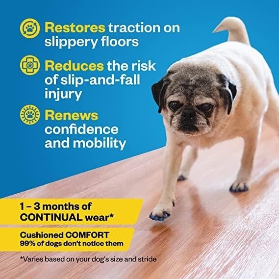 Instant Anti-Slip Grips for Senior Dogs - XXXLarge, 20 Durable Rubber Toe Covers