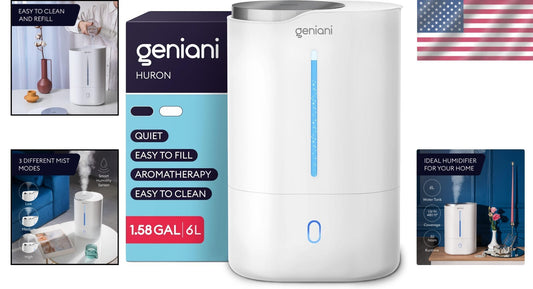 Cool Mist Ultrasonic 6L Humidifier with Night Light - Ideal for Babies & Plants