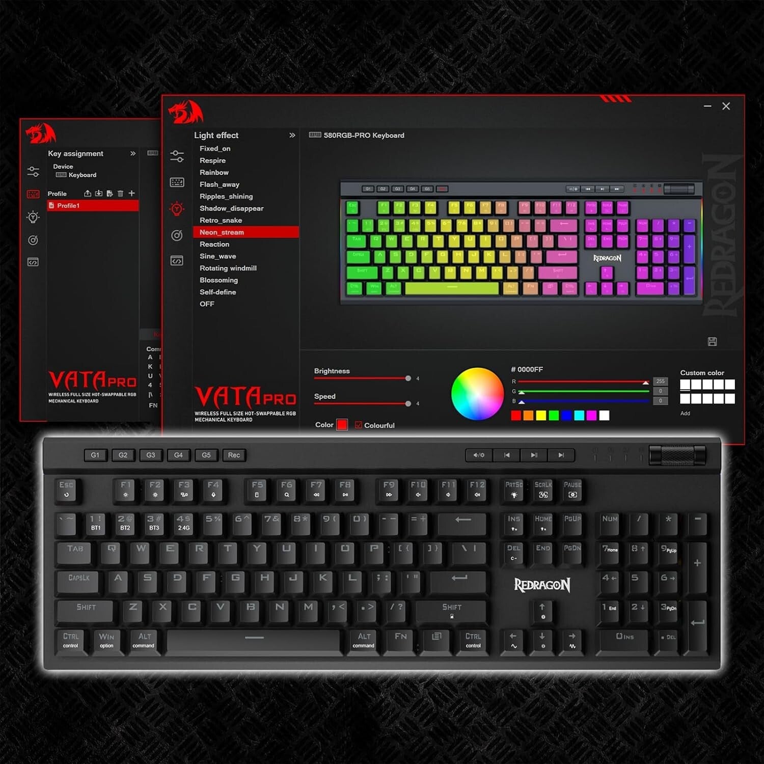 104 Keys Mechanical Gaming Keyboard - Ergonomic Wireless RGB with Media Controls