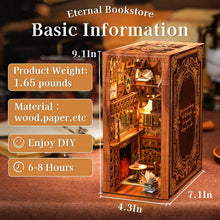 Load image into Gallery viewer, DIY Book Nook Kit with LED Lights - Wooden 3D Puzzle Bookends for Home Decor