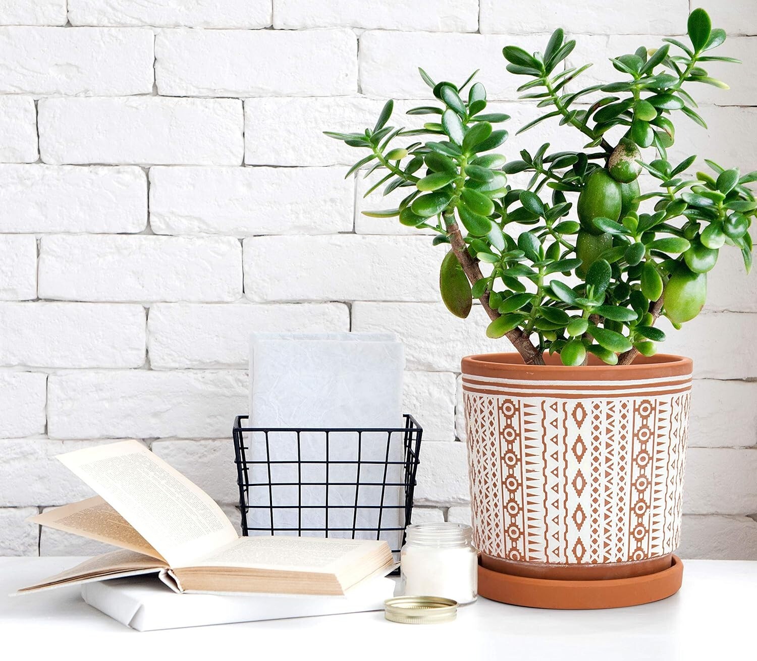 Elegant Terracotta Flower Pots - 2-Piece Set, Indoor Use, with Drainage Holes