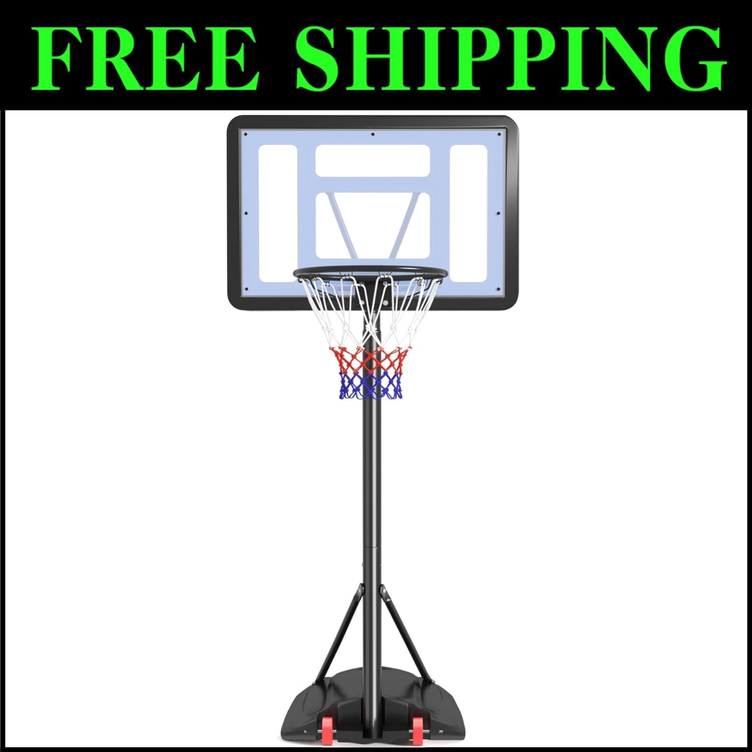 Durable Metal Portable Basketball Goal - Ideal for Kids & Teens, 32” Backboard