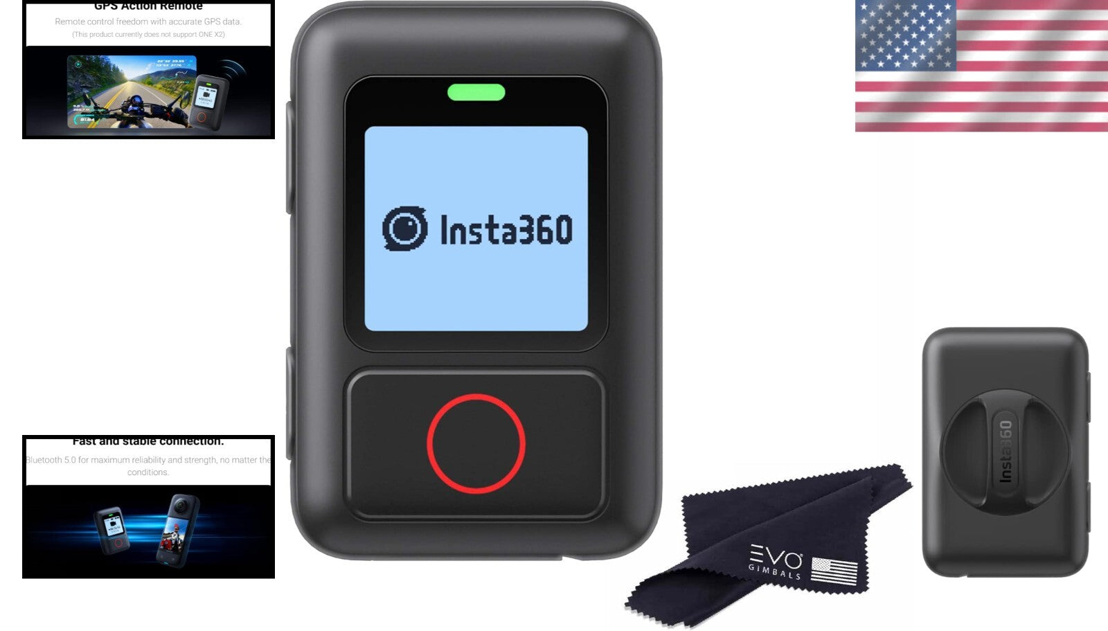 Smart GPS Remote for Action Cameras - Bluetooth Control with Metadata Recording