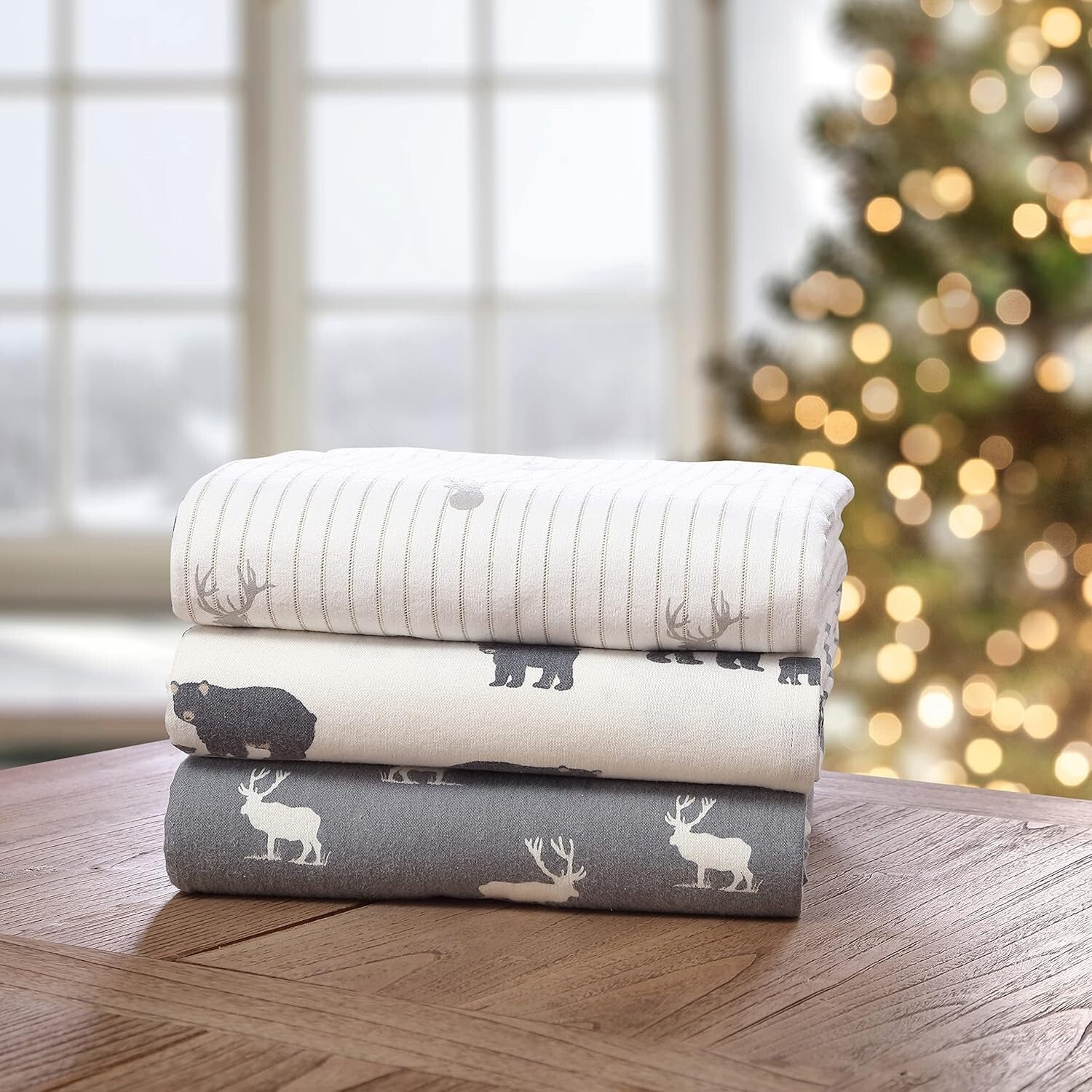 Breathable Cotton King Sheet Set with Charming Flannel Print - Giftable Luxury