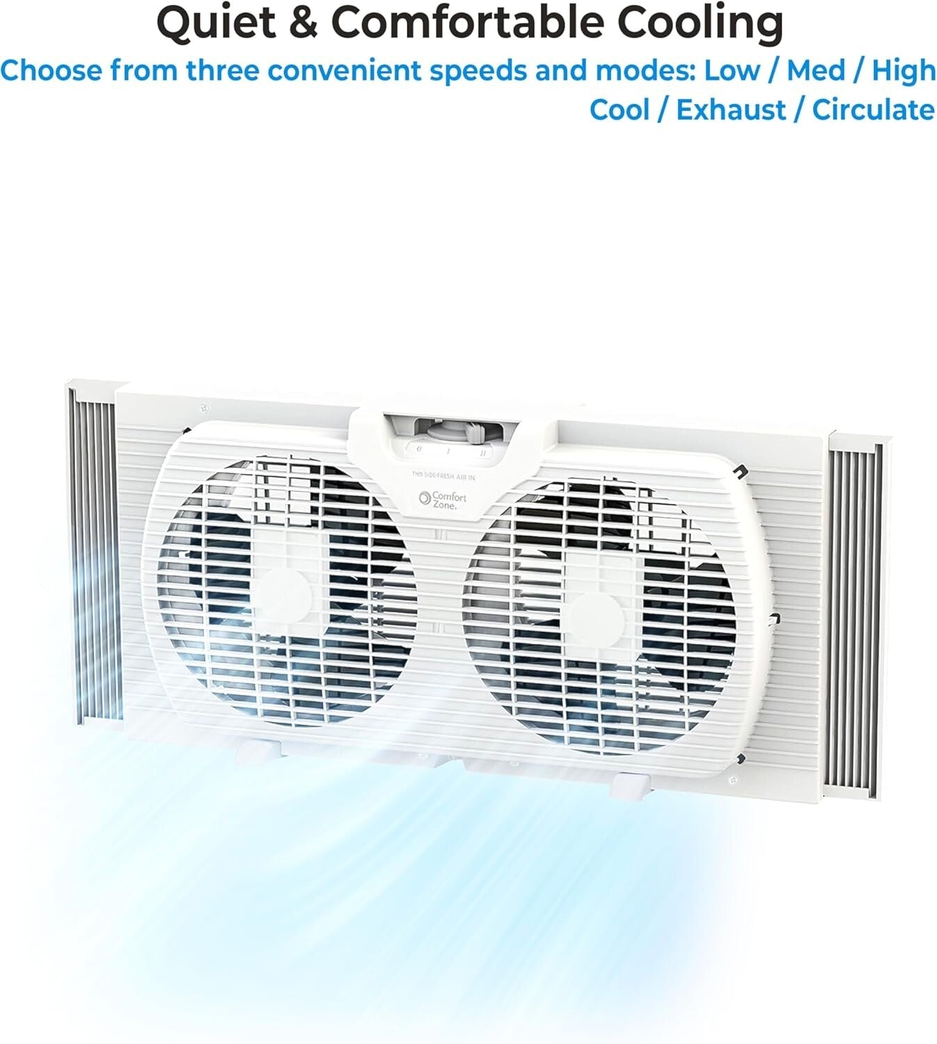 Portable Twin Window Fan, 9-Inch with Quiet Operation & Protective Cover