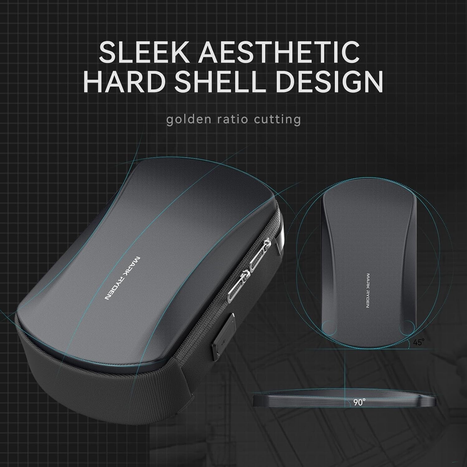 Multi-Functional Men's Sling Bag with Hard Shell & USB Port - Perfect for Travel