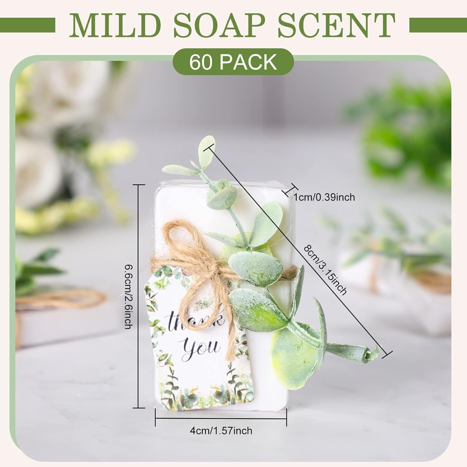 Charming 100-piece Mini Soap Favors with Eucalyptus Picks for Special Events