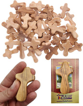 Load image into Gallery viewer, 50 Handcrafted Olive Wood Crosses from Bethlehem - Authentic Holy Land Gifts