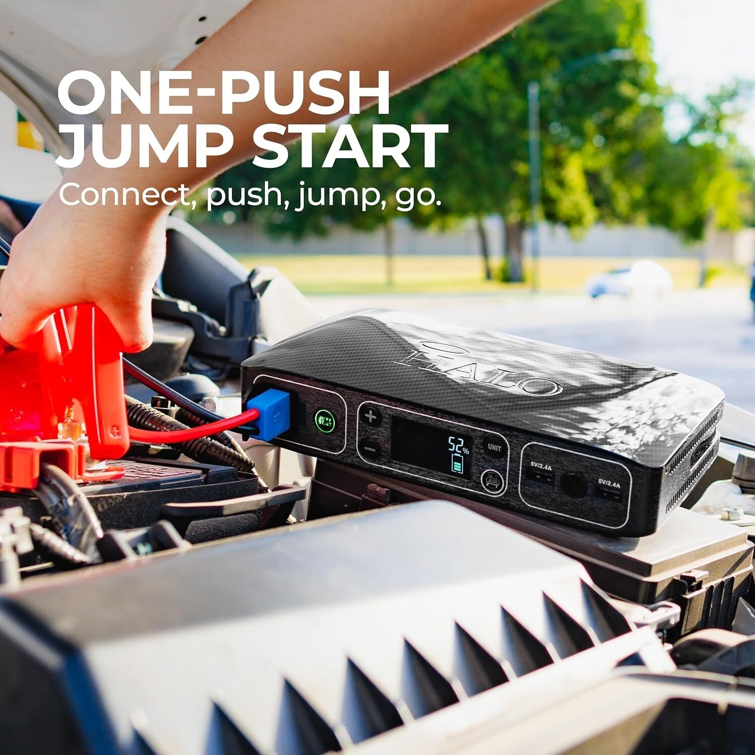 Compact Jump Starter with Air Compressor & LED Light for Roadside Emergencies