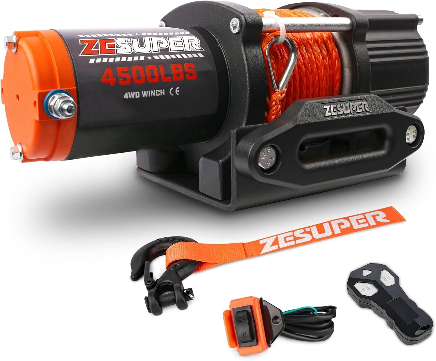 Powerful 12V Electric Winch - 4500 lbs with Wireless Control & Fairlead Kit