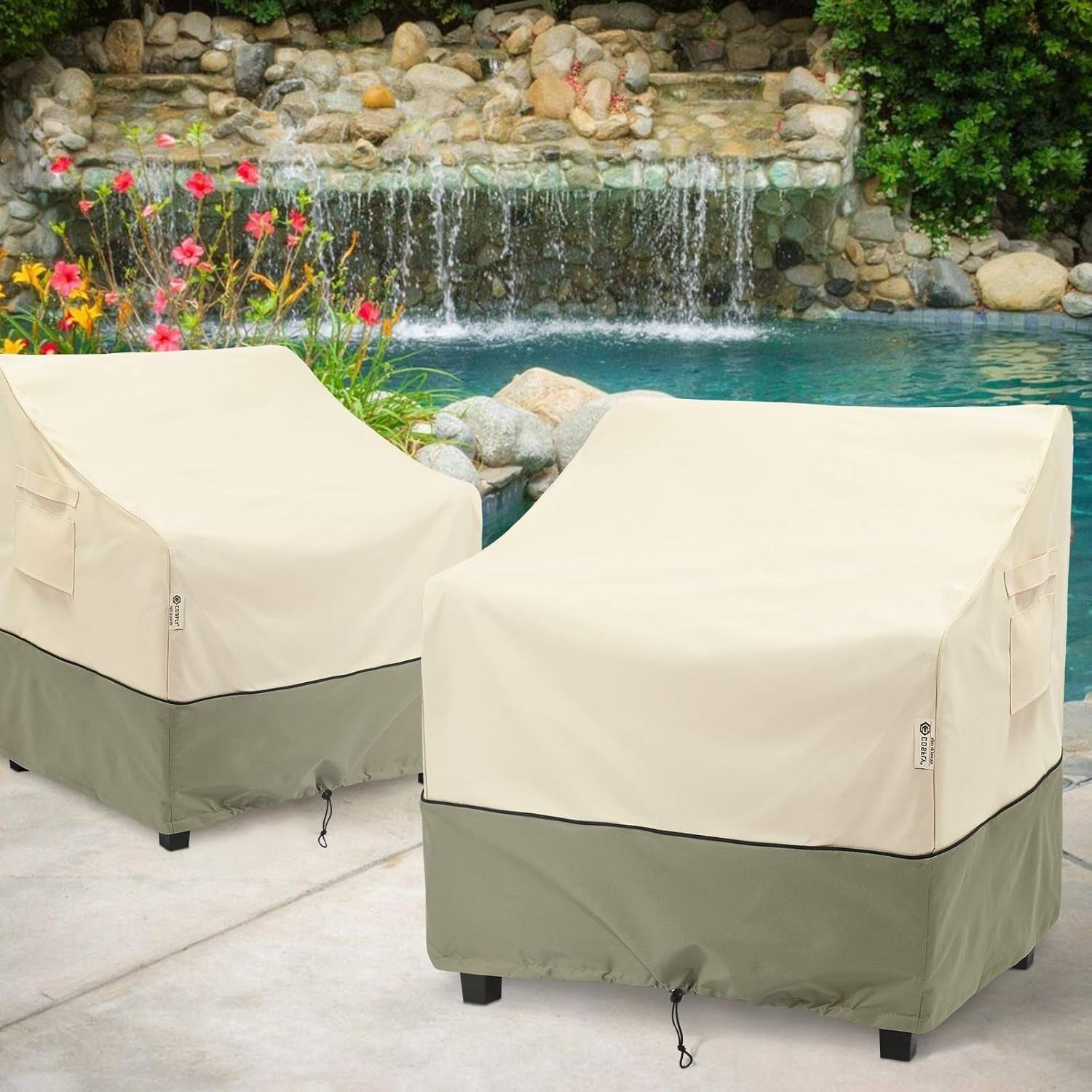 2-Pack Waterproof Outdoor Patio Chair Covers, Fits Up to 35W x 38D x 31H