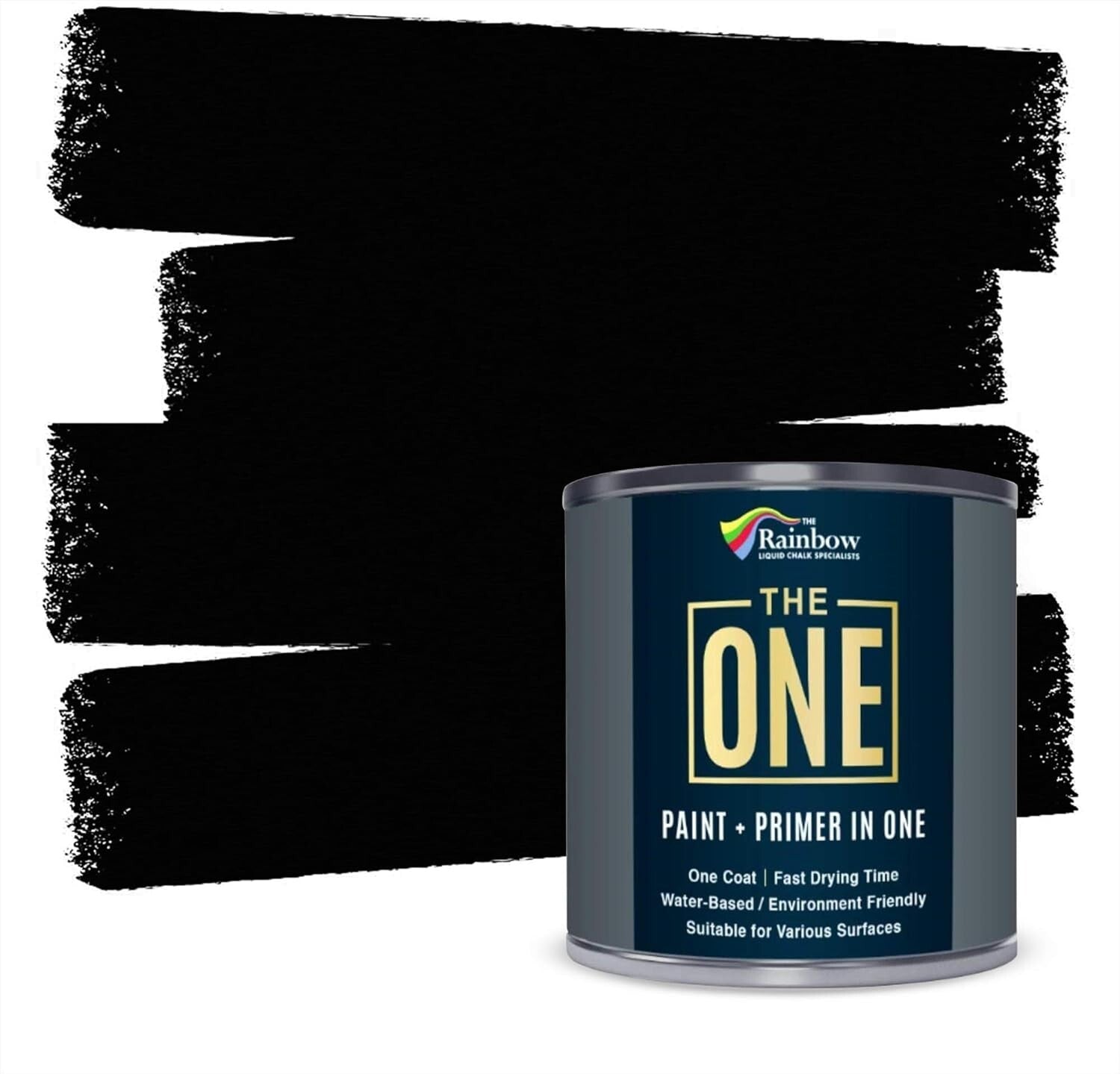 All-in-One Fast-Drying Matte Black Paint & Primer - 1L for Indoor & Outdoor Use