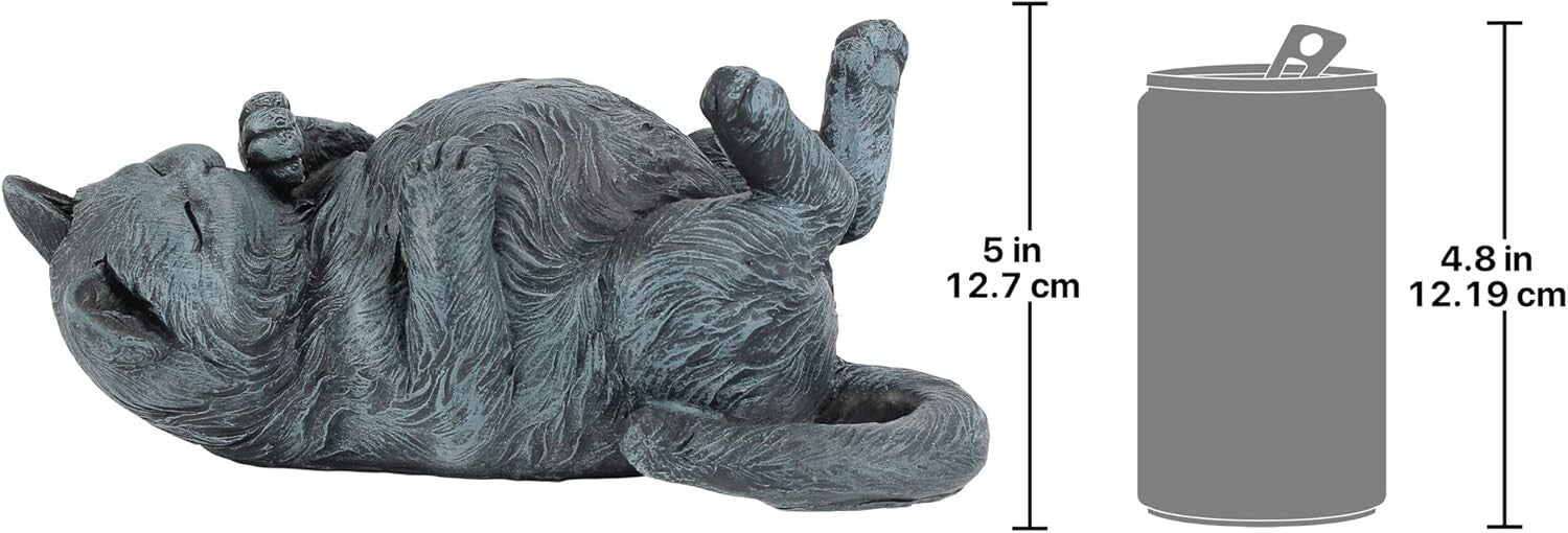 Contented Cat Sculpture - 11.5" Hand-Cast Resin Art for Indoor/Outdoor Use