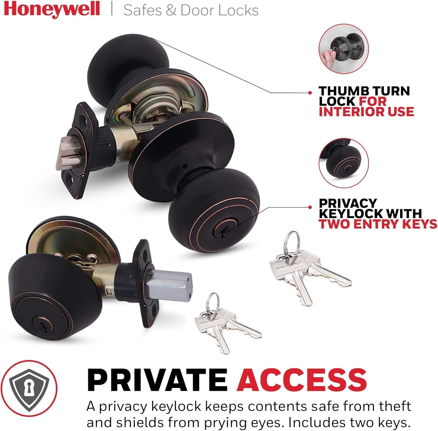 Quick Install 2 Pack Entry Door Knob with Deadbolt - Strong Security Grade-3