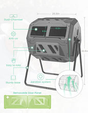 Load image into Gallery viewer, Advanced Dual Chamber Composter - 43 Gallon Tumbler with Convenient Access