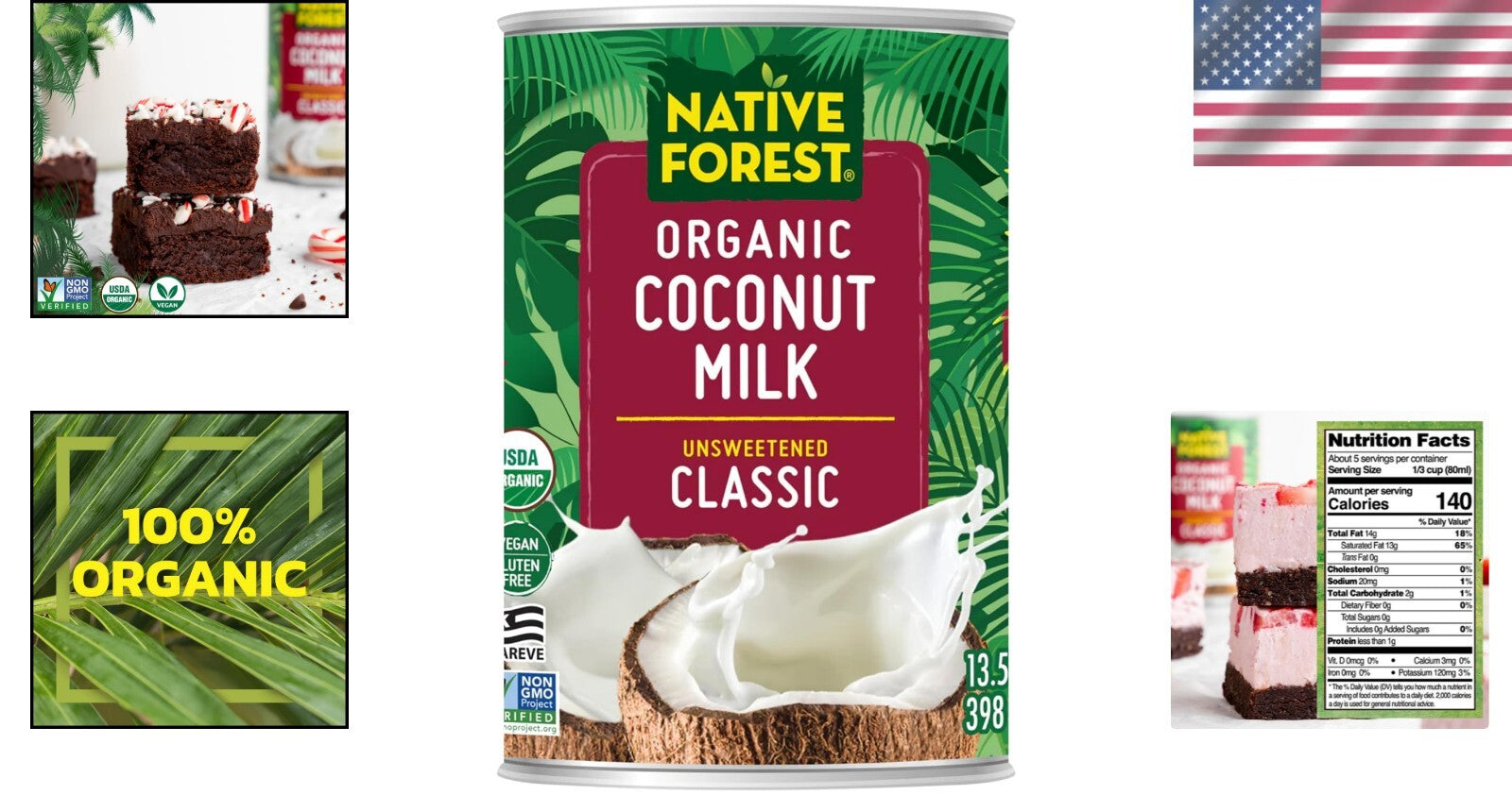 12-Pack Organic Coconut Milk Cans - Unsweetened Dairy Alternative for Recipes