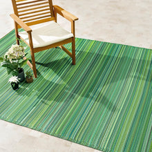 Load image into Gallery viewer, Eco-Friendly Cancun Green Outdoor Rug - Striped &amp; Stain Resistant - 4x6 ft