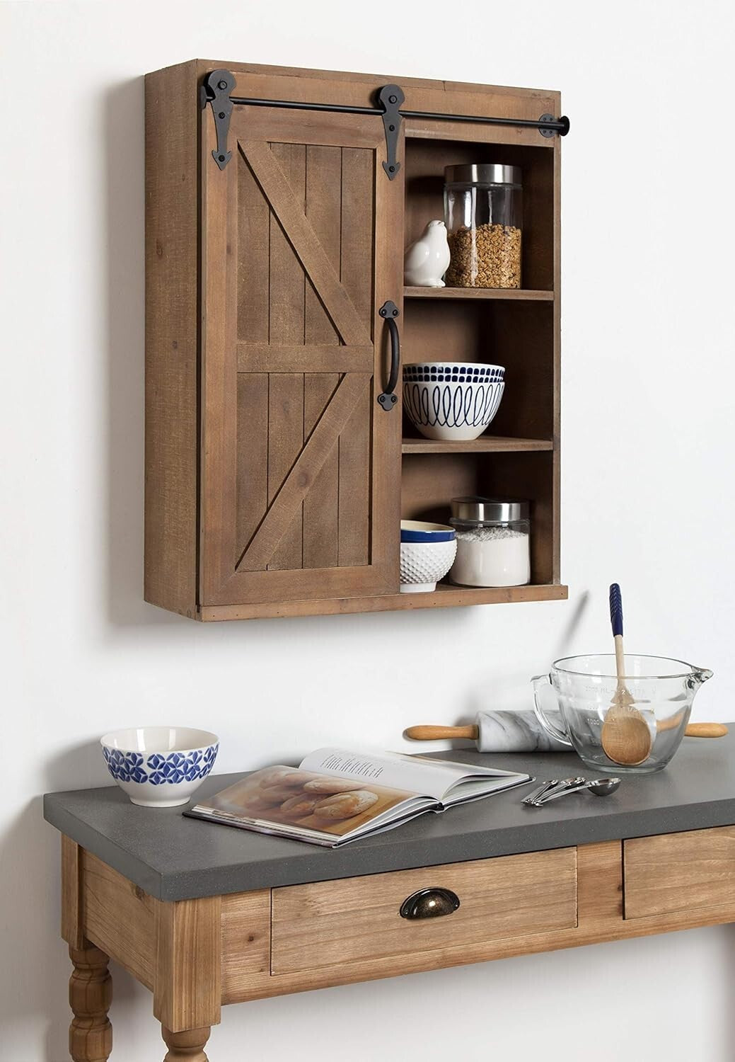 Durable Rustic Brown Bathroom Storage Cabinet with Easy-Access Sliding Door