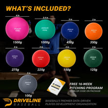 Load image into Gallery viewer, Weighted Pitching Balls with Carrying Case: 16-Week Performance Program Included