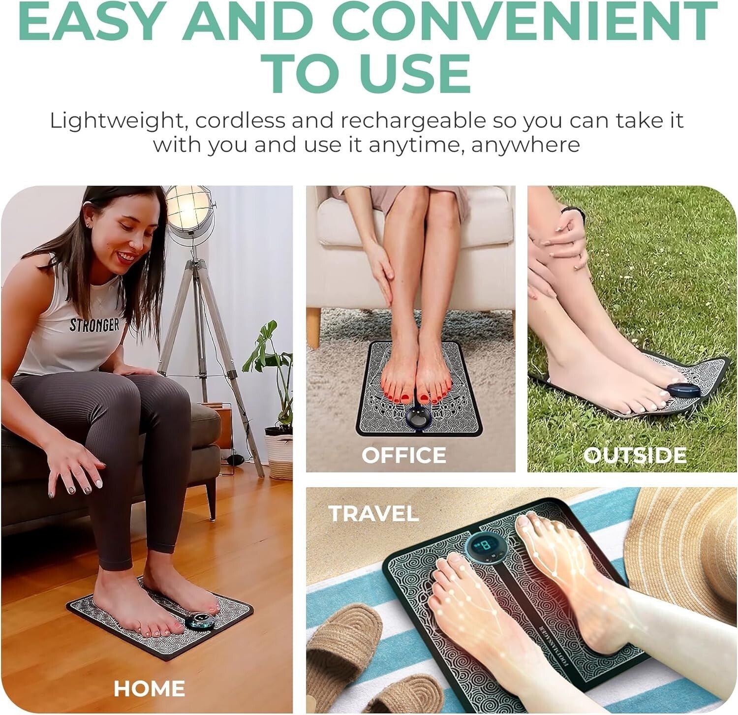 Soothing Portable Foot Massager: 15-Minute Session with 6 Massage Techniques