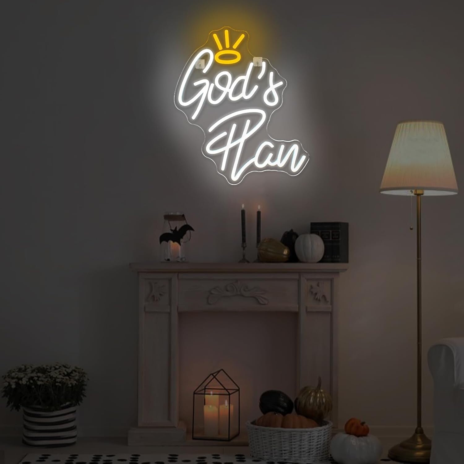 Elegant USB-Powered Neon Wall Sign - God's Plan Light for Bedroom & Living Room