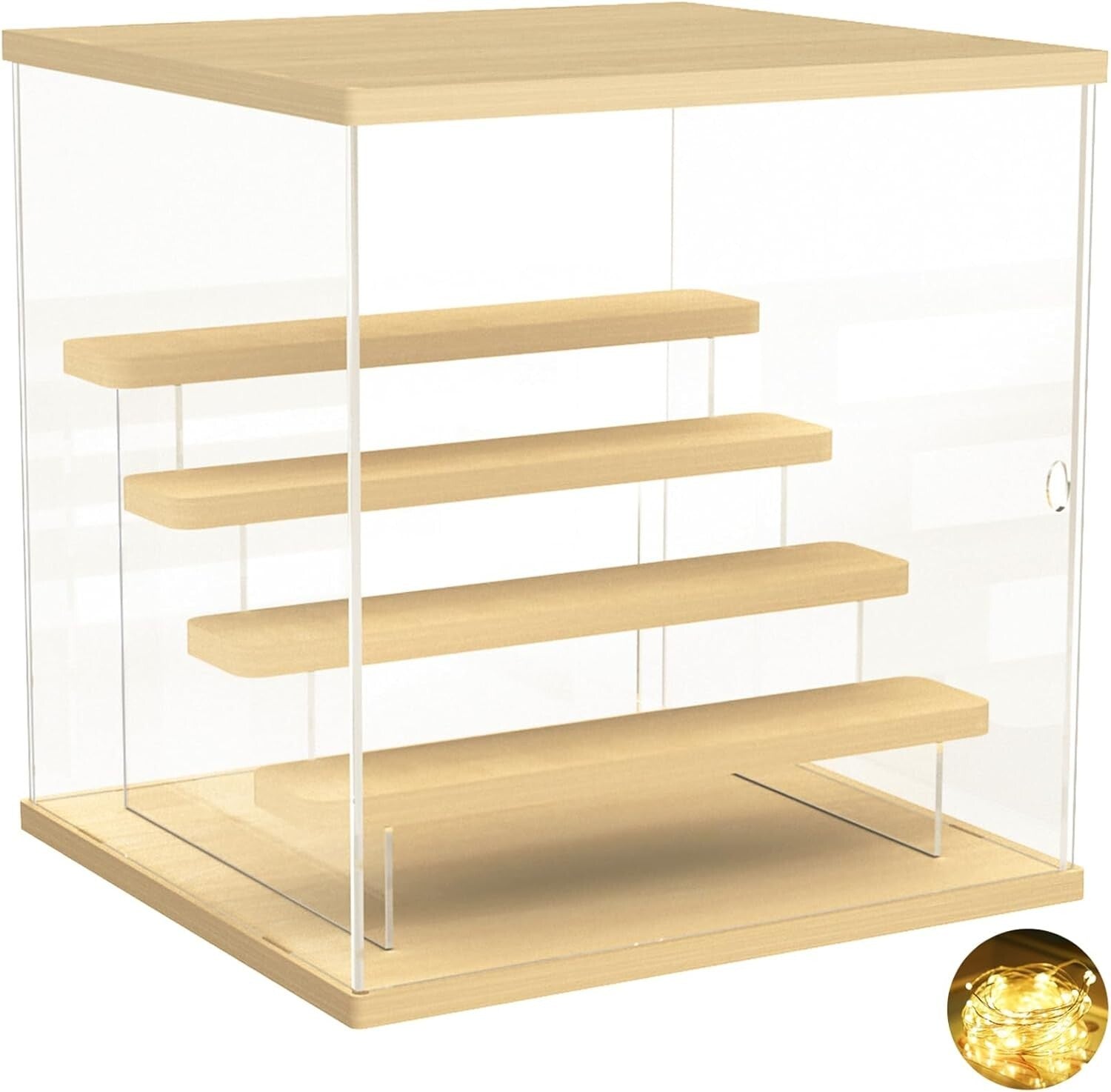 Modern 5-Tier Acrylic Showcase with Door & Wooden Base for Funko Pop Figures