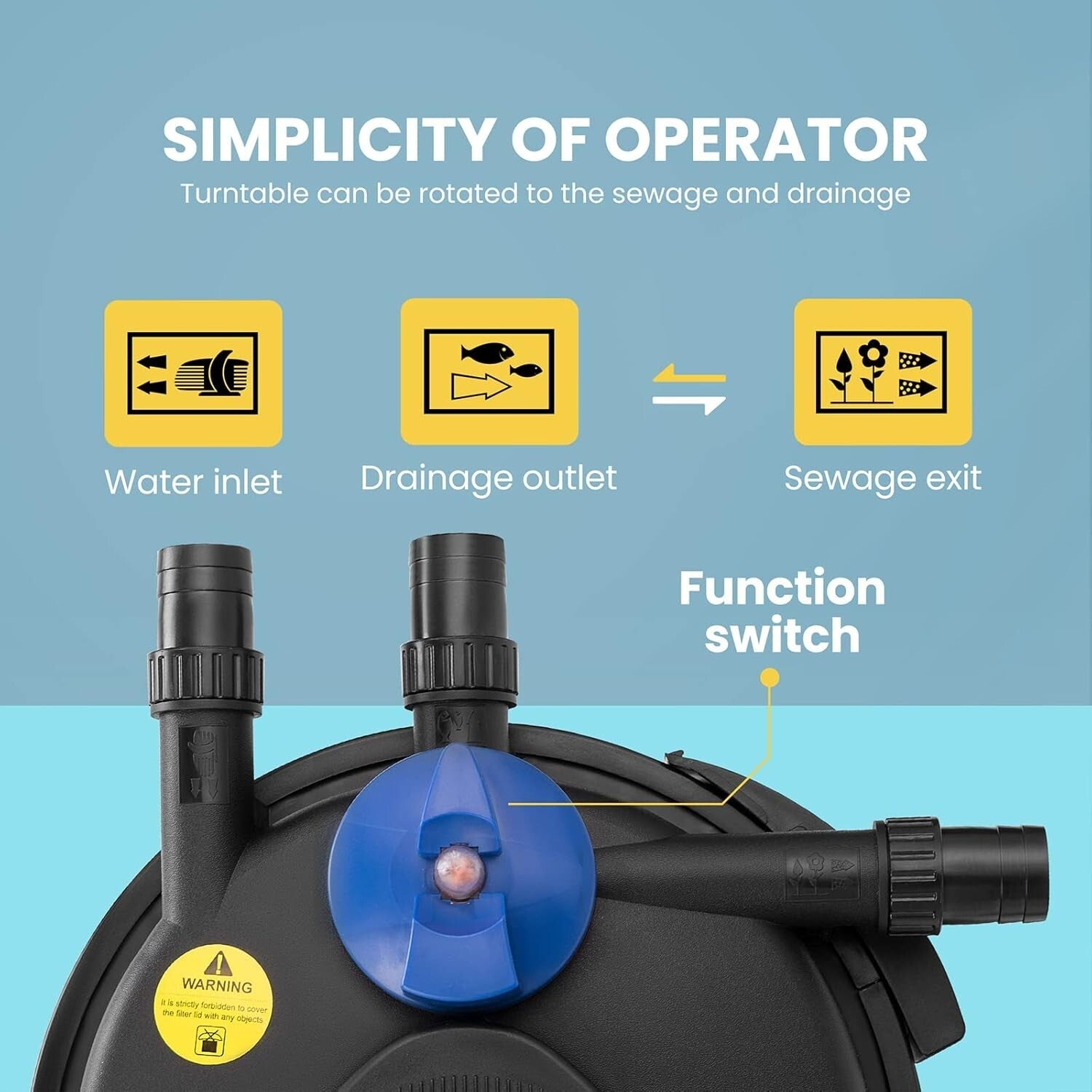 Easily Maintained Pond Filter with 13-Watt UV Light & Crank Cleaning Mechanism