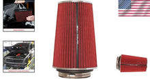 Load image into Gallery viewer, Universal Clamp-On High-Flow Air Filter: Red, 8.75” Height for Power &amp; Savings