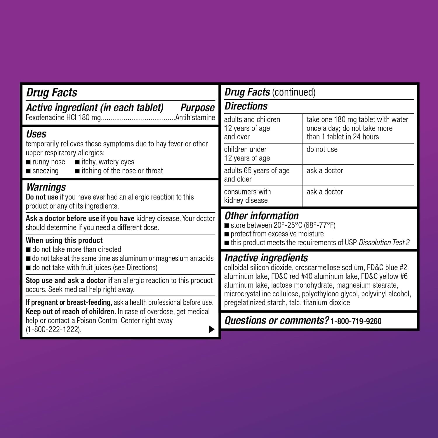Fexofenadine Hydrochloride 180 mg - 24-Hour Non-Drowsy Allergy Relief, 150 Count