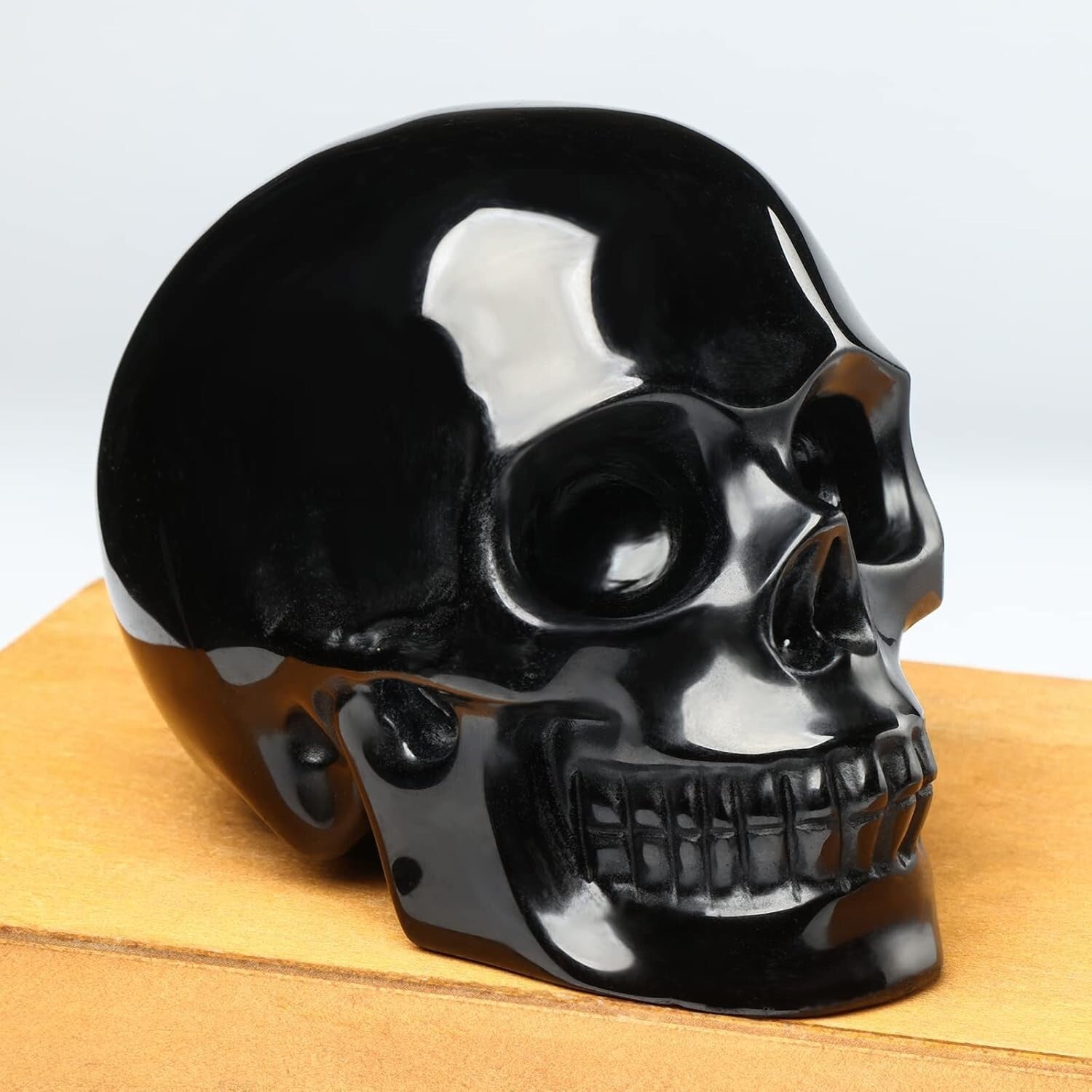 Gorgeous 5'' Black Obsidian Skull - Perfect for Halloween & Year-Round Décor