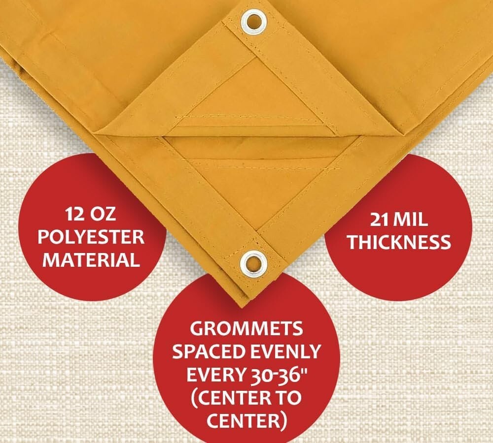 Durable Tan Canvas Tarp 12' x 24' - Heavy Duty, UV Protected & Breathable