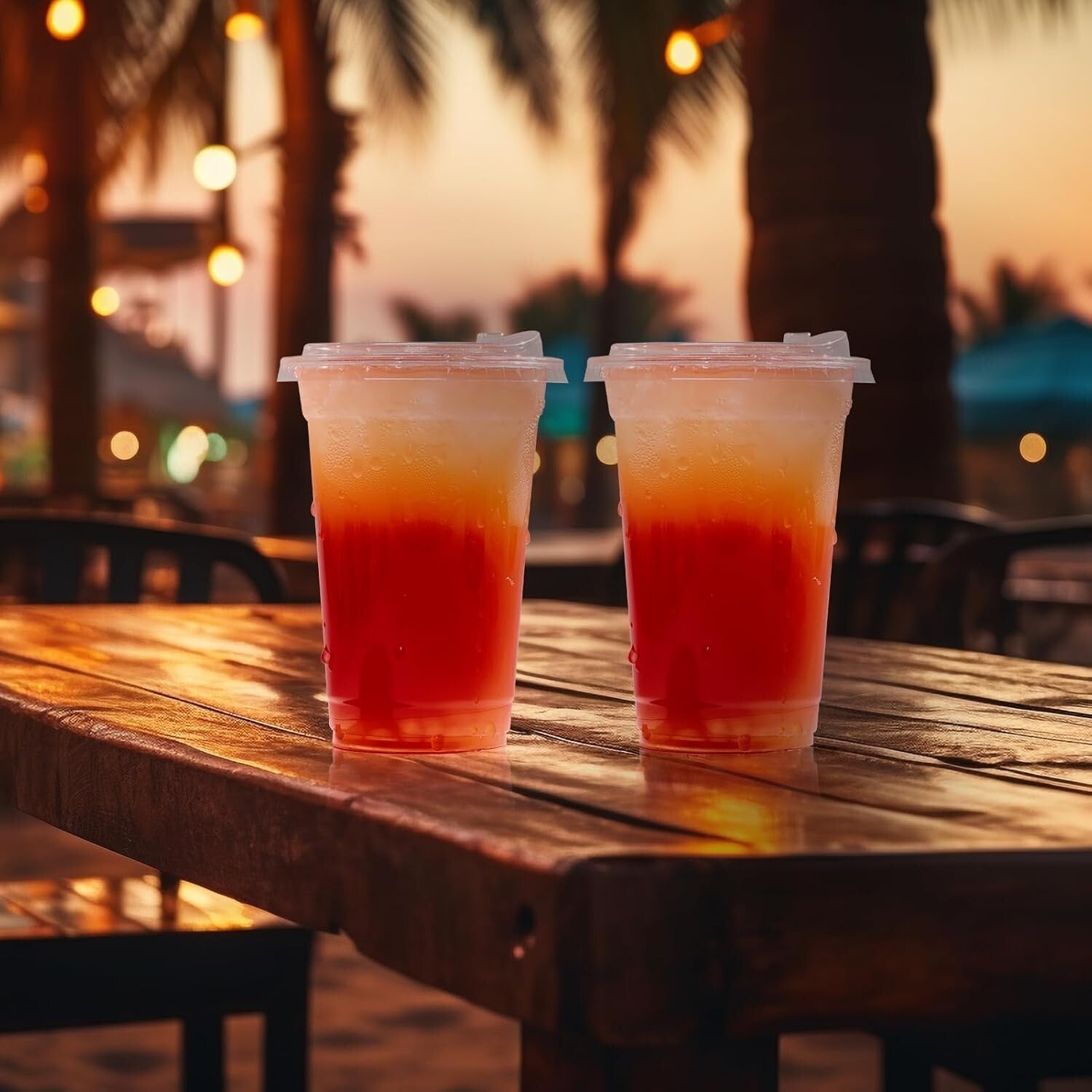 200 Sets of 16 oz Clear Plastic Cups with Strawless Lids - Leak-Proof Design