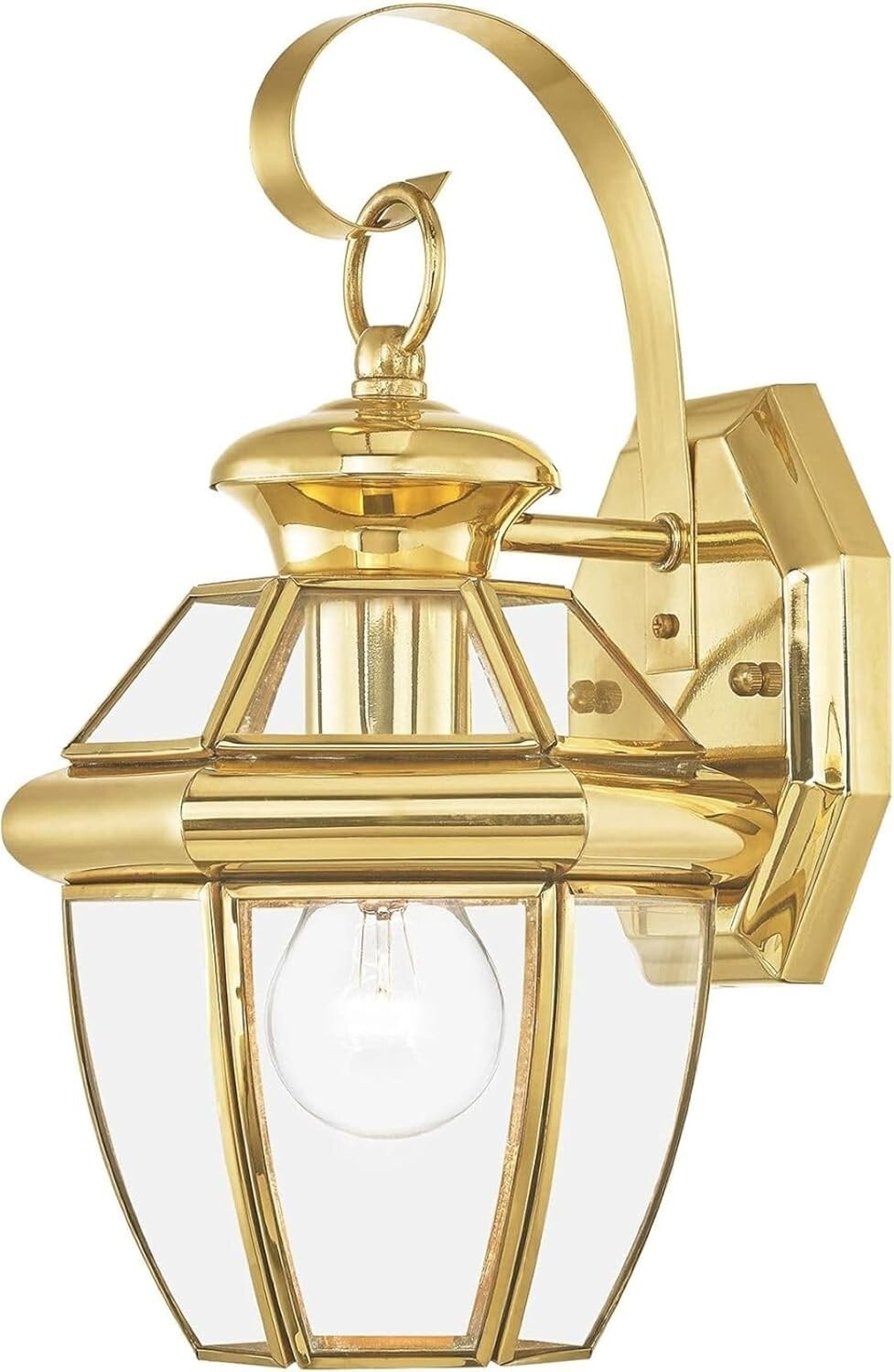 Handcrafted Solid Brass Wall Sconce with Clear Glass Shade for Outdoor Elegance