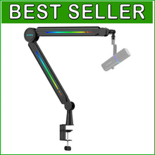 Load image into Gallery viewer, Stainless Steel RGB Adjustable Mic Boom Arm for Professional Streaming Setups