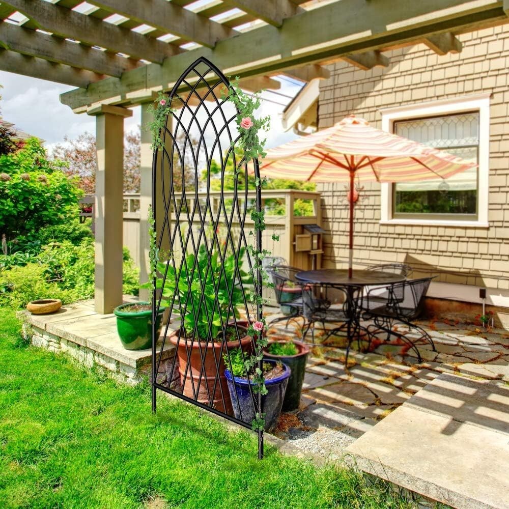 Heavy-Duty 75" x 31" Iron Trellis for Climbing Plants - Black & Rustproof Design