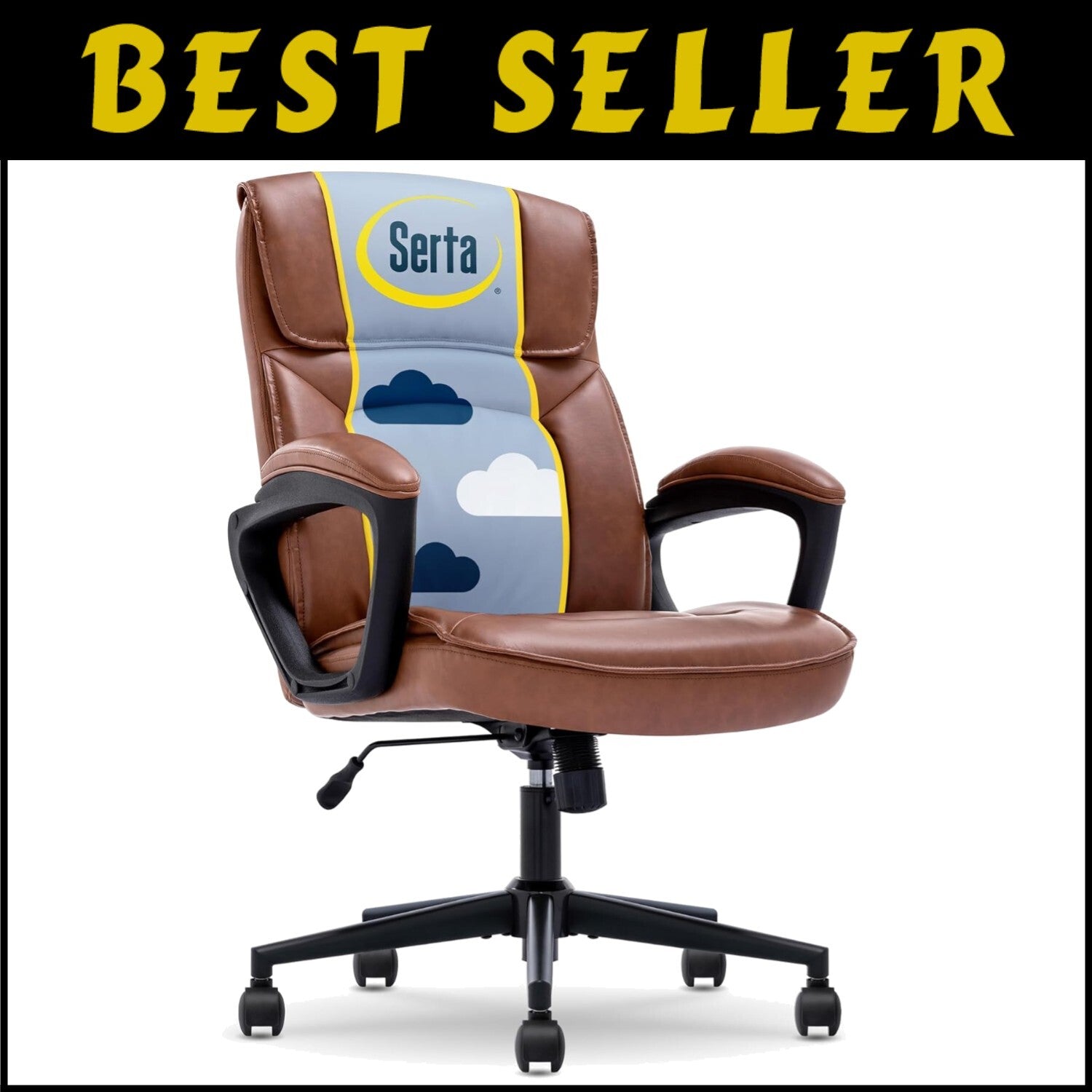 Cognac Bonded Leather Executive Desk Chair with Easy Assembly - 275 lbs Capacity