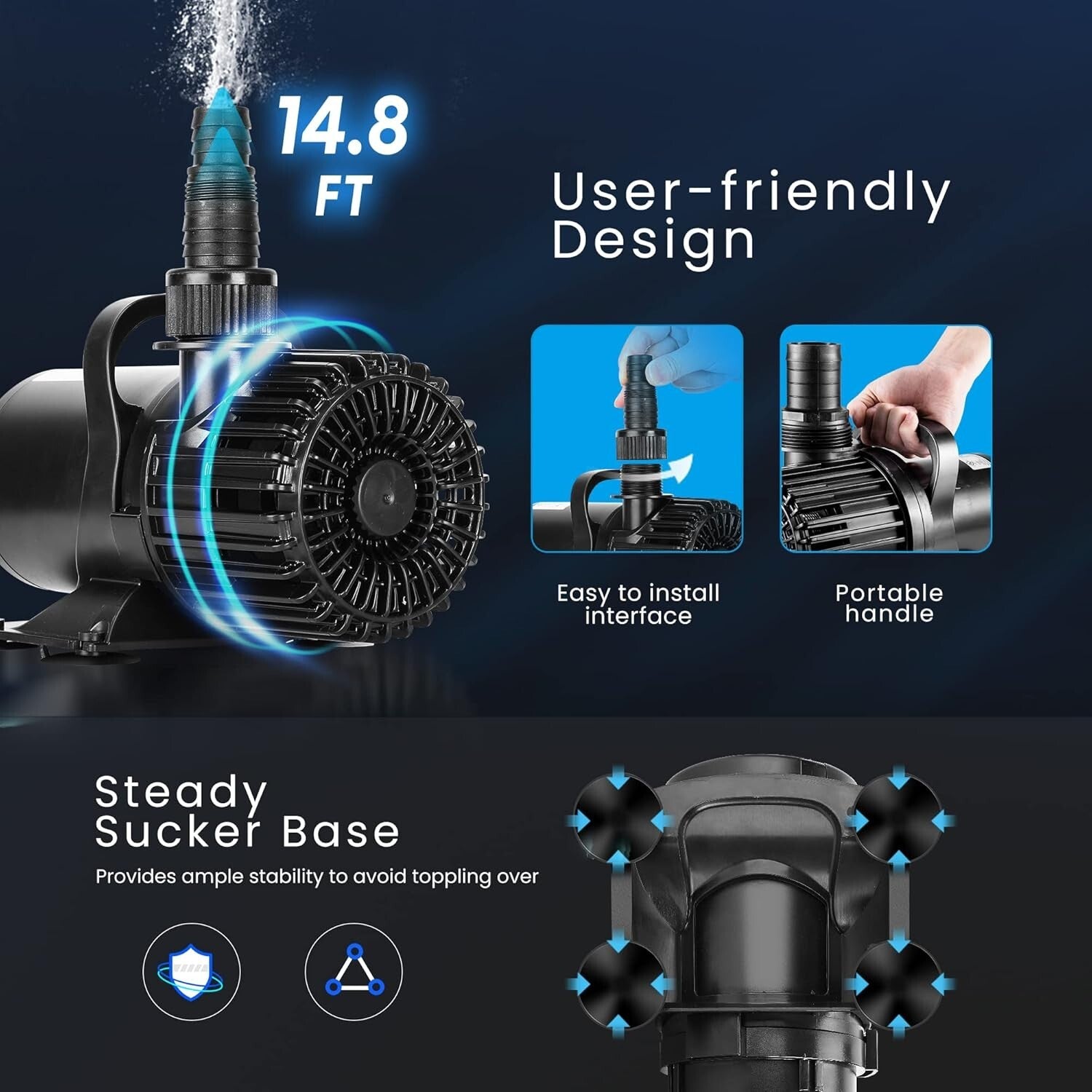 High-Performance 2700GPH Water Pump - Quiet & Energy Efficient for Fish Tanks