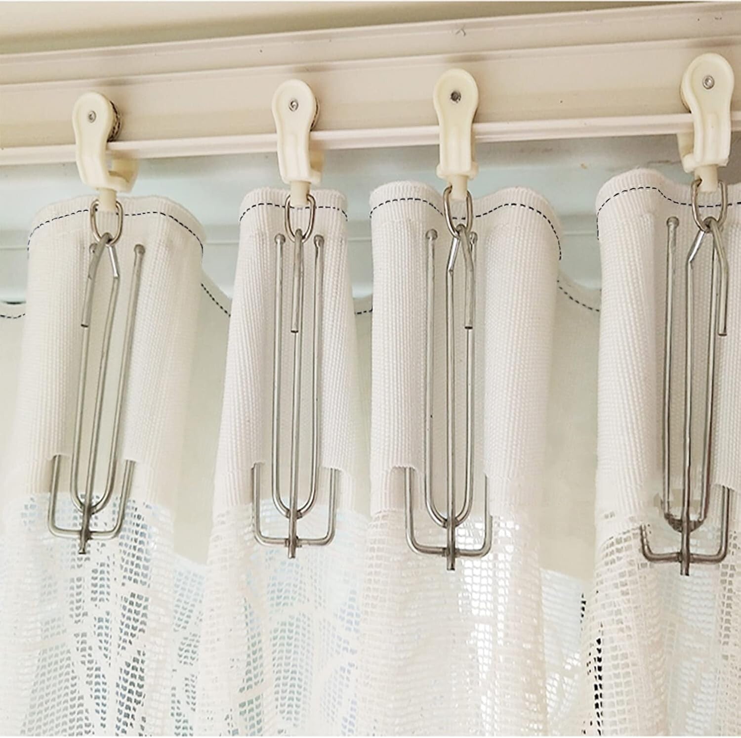 20 Yard Pleat Tape Set with 40 Stainless Steel Clips for Elegant Curtains